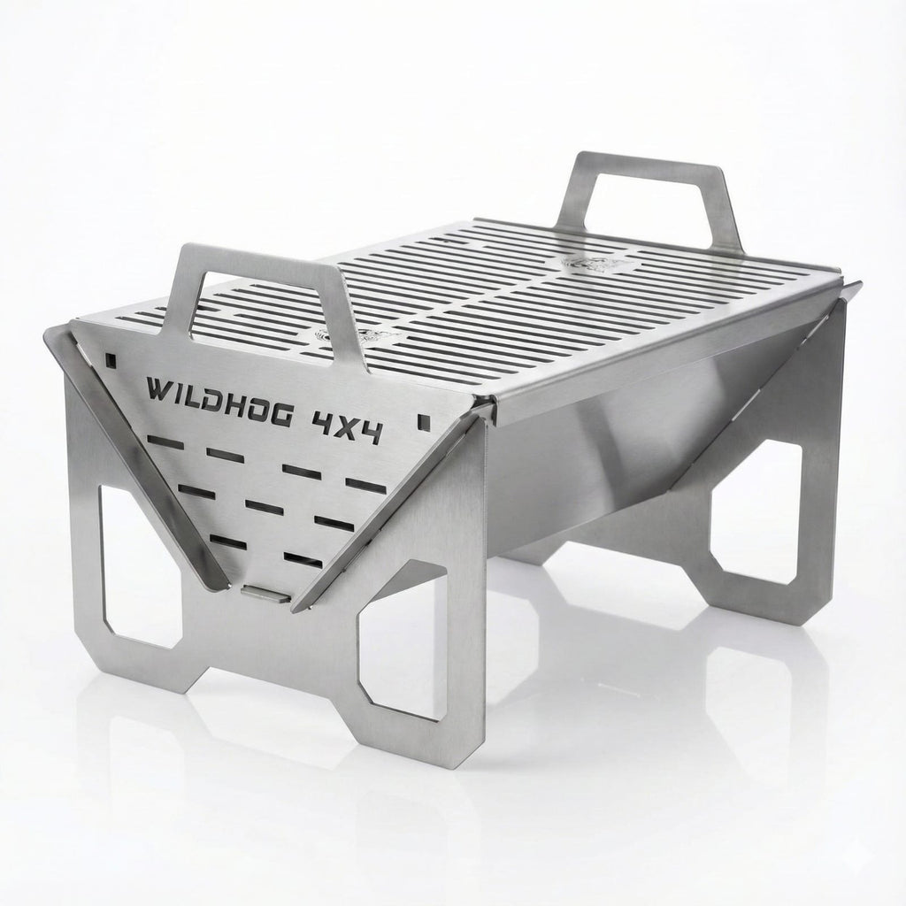 Portable collapsible stainless steel braai with carry case