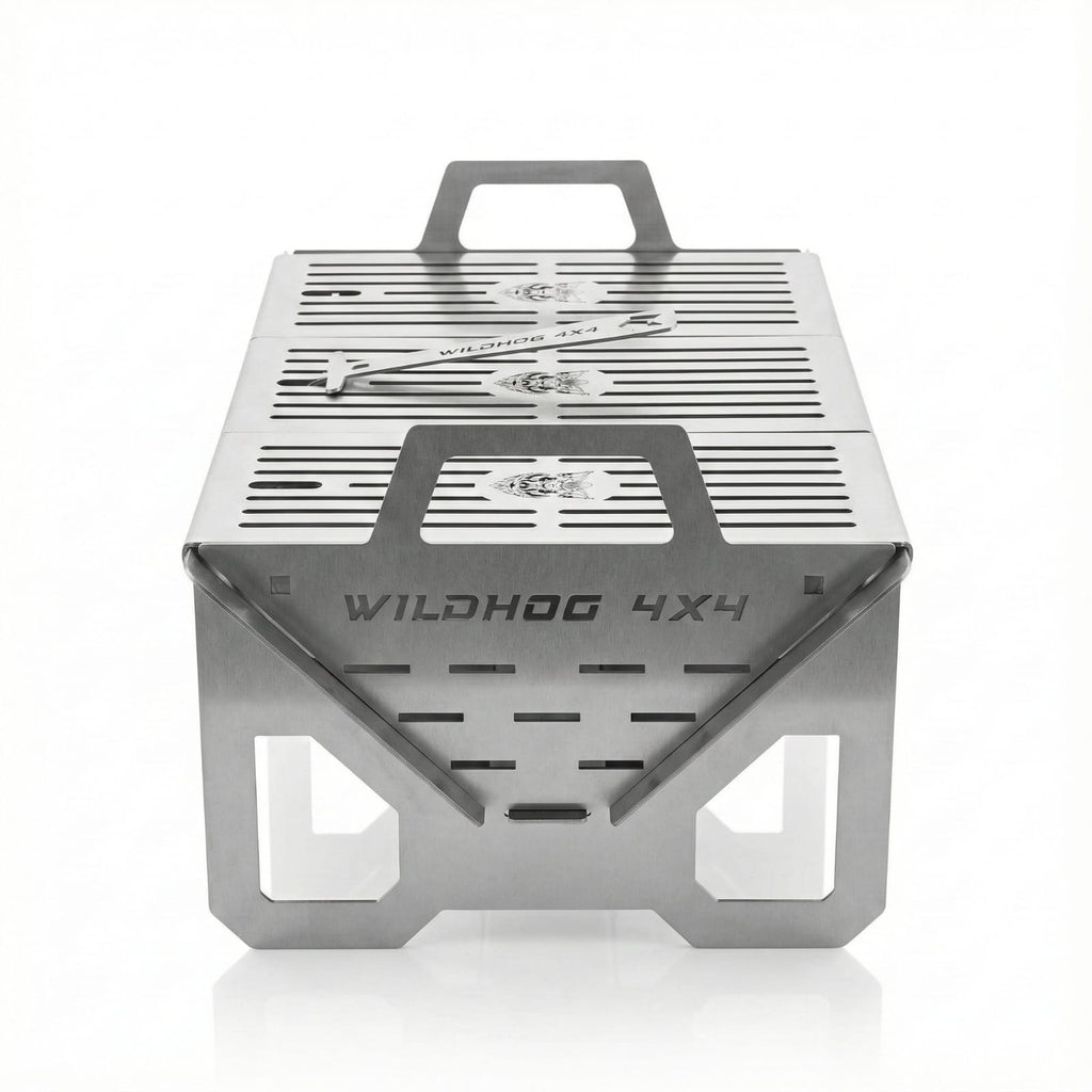 Portable collapsible stainless steel braai with carry case